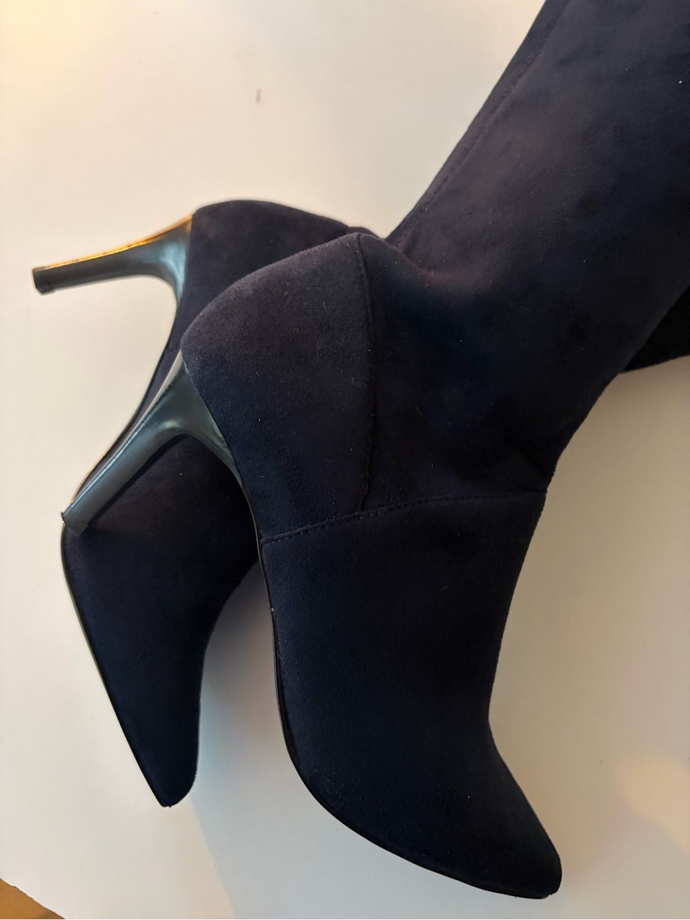 Boden Navy Suede Pointed-Toe Stiletto Boots